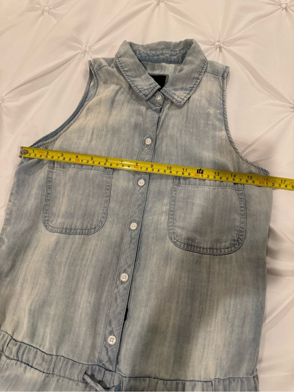 Rails 100% Tencel Chambray Romper XS Sleeveless Drawstring Waist Pockets - Picture 13 of 16